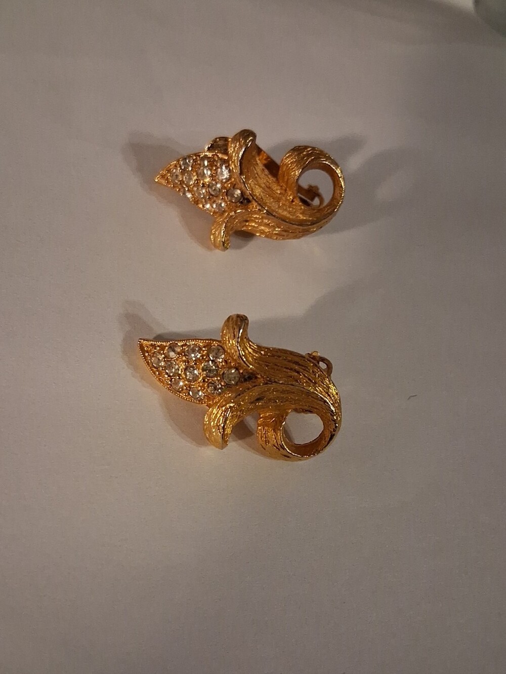 Vintage Hattie Carnegie goldtone with crystals clip-on earrings